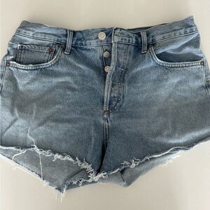 AGOLDE Parker Vintage Light Wash High Rise Cutoff Denim Shorts
